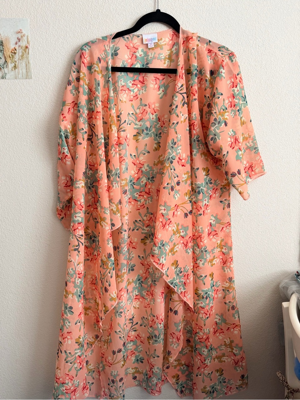 Floral Lularoe Shirley Sheer Kimono Robe - Lightweight Draped Cover-Up